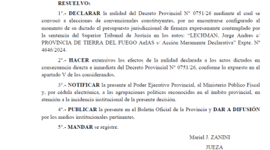 La Justicia anuló la convocatoria a la reforma y Melella quedó sin su intento de modificar la Constitución